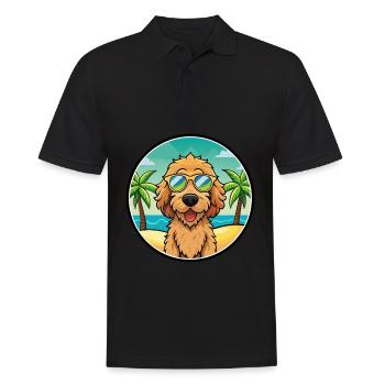 Labradoodle Dog Breed Cartoon Sunglasses Beach - Men's Polo Shirt - black - Front - Kai (181cm)