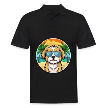 Lhasa Apso Hunderasse Cartoon Sonnenbrille Strand - Männer Poloshirt - Schwarz - Vorne - Kai (181cm)