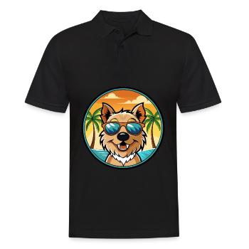 Lucas Terrier Hunderasse Cartoon Sonnenbrille Strand - Männer Poloshirt - Schwarz - Vorne - Kai (181cm)