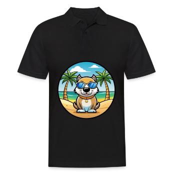Milieu Asiatique Ovtcharka Chien Race Dessin Animé Plage - Polo Homme - noir - Devant - Kai (181cm)