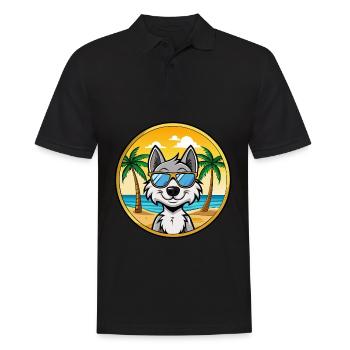 Kunming Wolfdog Rasse Cartoon Sonnenbrille Strand - Männer Poloshirt - Schwarz - Vorne - Kai (181cm)