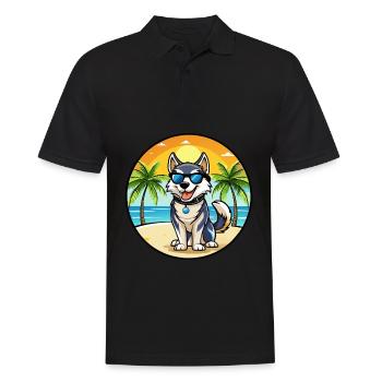 Labrador Husky Chien Race Dessin animé Lunettes de soleil Plage - Polo Homme - noir - Devant - Kai (181cm)