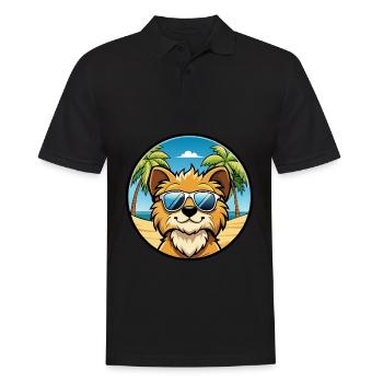 Lowchen Petit Lion Chien Race Dessin Animé Lunettes de Soleil - Polo Homme - noir - Devant - Kai (181cm)