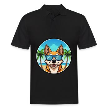 Lundehund Chien Race Dessin Animé Lunettes De Soleil Plage - Polo Homme - noir - Devant - Kai (181cm)