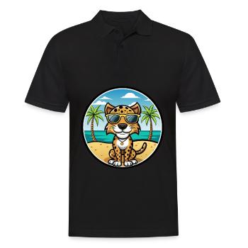 Léopard Chien Race Chien Dessin Animé Lunettes De Soleil Plage - Polo Homme - noir - Devant - Kai (181cm)