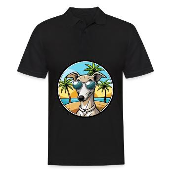 Lévrier italien race chien dessin animé lunettes de soleil plage - Polo Homme - noir - Devant - Kai (181cm)