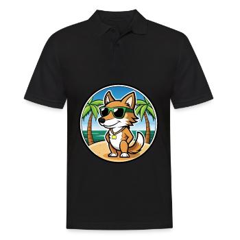 Italien Volpino Chien Race Dessin Animé Lunettes De Soleil Plage - Polo Homme - noir - Devant - Kai (181cm)