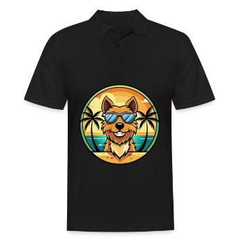 Jagdterrier Dog Breed Cartoon Sunglasses Beach - Men's Polo Shirt - black - Front - Kai (181cm)