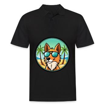 Mudi Hunderasse Cartoon Sonnenbrille Strand - Männer Poloshirt - Schwarz - Vorne - Kai (181cm)