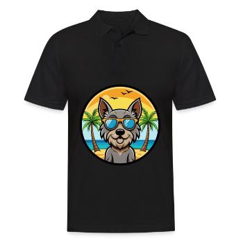 Mittelschnauze Hunderasse Cartoon Sonnenbrille Strand - Männer Poloshirt - Schwarz - Vorne - Kai (181cm)