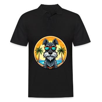 Mittelschnauzer Hunderasse Cartoon Sonnenbrille Strand - Männer Poloshirt - Schwarz - Vorne - Kai (181cm)