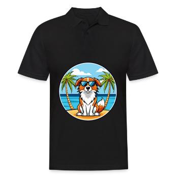 Nederlandse Kooikerhondje Race de chien Cartoon Beach - Polo Homme - noir - Devant - Kai (181cm)