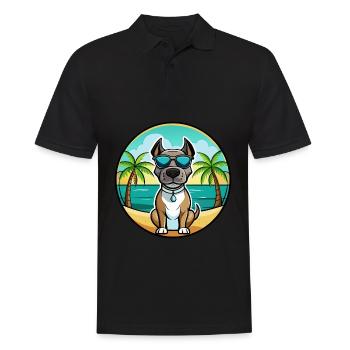 Deutsche Dogge Hunderasse Cartoon Sonnenbrille Strand - Männer Poloshirt - Schwarz - Vorne - Kai (181cm)