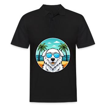 Kuvasz Ungarische Hunderasse Cartoon Sonnenbrille Strand - Männer Poloshirt - Schwarz - Vorne - Kai (181cm)