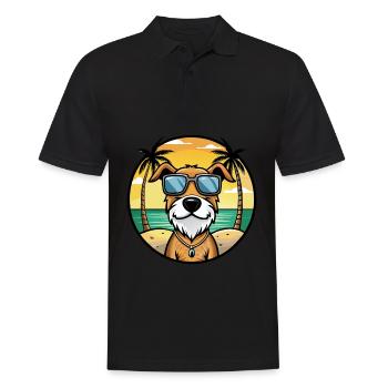 Chien courant à poil dur d’Istrie Race de chien de dessin animé Plage - Polo Homme - noir - Devant - Kai (181cm)