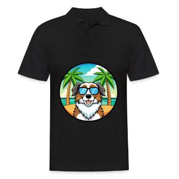Landseer Chien Race Dessin Animé Lunettes de Soleil Plage - Polo Homme - noir - Devant - Kai (181cm)