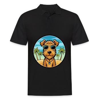 Lakeland Terrier Hunderasse Cartoon Sonnenbrille Strand - Männer Poloshirt - Schwarz - Vorne - Kai (181cm)