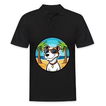Parson Russell Terrier Dog Breed Cartoon Beach - Men's Polo Shirt - black - Front - Kai (181cm)