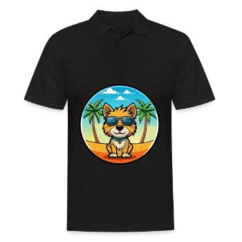 Ormskirk Terrier Hunderasse Cartoon Sonnenbrille Strand - Männer Poloshirt - Schwarz - Vorne - Kai (181cm)