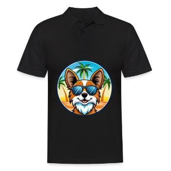 Papillon Chien Race Dessin Animé Lunettes de Soleil Plage - Polo Homme - noir - Devant - Kai (181cm)