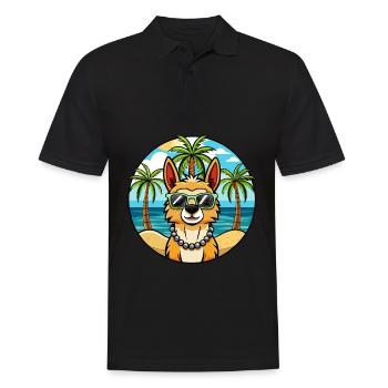 Lunettes de soleil péruviennes inca orchidée chien race dessin animé - Polo Homme - noir - Devant - Kai (181cm)