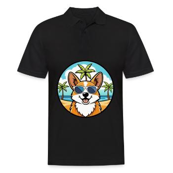 Pembroke Welsh Corgi Dog Breed Cartoon Sunglasses - Men's Polo Shirt - black - Front - Kai (181cm)