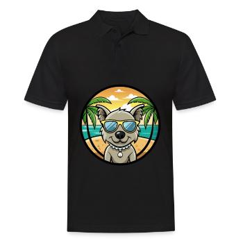 Pumi Hunderasse Cartoon Sonnenbrille Strand - Männer Poloshirt - Schwarz - Vorne - Kai (181cm)