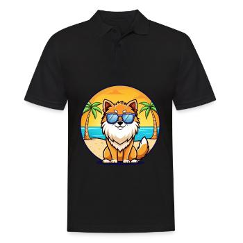 Pommersche Spitz Hunderasse Cartoon Sonnenbrille Strand - Männer Poloshirt - Schwarz - Vorne - Kai (181cm)