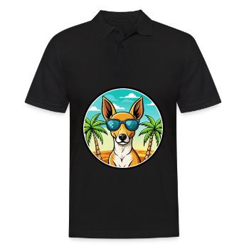 Podenco Canario Chien Race Dessin Animé Lunettes de Soleil Plage - Polo Homme - noir - Devant - Kai (181cm)