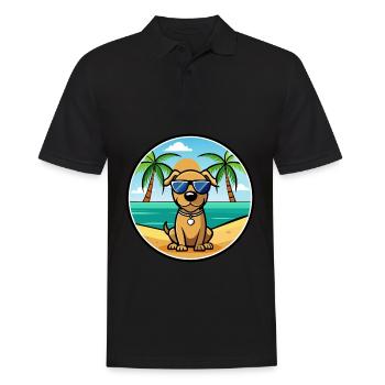 Chien de chasse serbe race dessin animé lunettes de soleil plage - Polo Homme - noir - Devant - Kai (181cm)