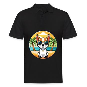 Rat Terrier Hund Rasse Cartoon Sonnenbrille Strand - Männer Poloshirt - Schwarz - Vorne - Kai (181cm)