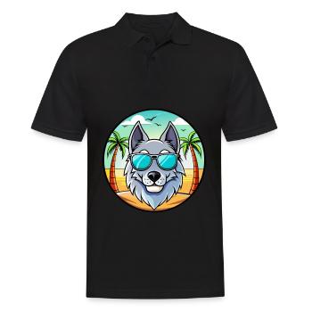 Chien-loup russe race de chien dessin animé lunettes de soleil plage - Polo Homme - noir - Devant - Kai (181cm)