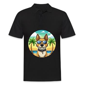 Portugiesische Cattle Dog Rasse Cartoon Sonnenbrille Strand - Männer Poloshirt - Schwarz - Vorne - Kai (181cm)