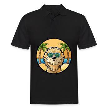 Puli Chien Race Dessin Animé Lunettes De Soleil Plage - Polo Homme - noir - Devant - Kai (181cm)
