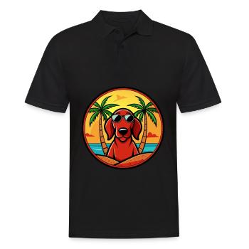Redbone Coonhound Dog Breed Cartoon Sunglass Beach - Men's Polo Shirt - black - Front - Kai (181cm)