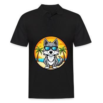 Saarloos Wolfdog Rasse Cartoon Sonnenbrille Strand - Männer Poloshirt - Schwarz - Vorne - Kai (181cm)