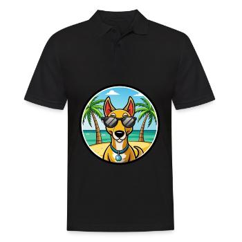 Russischer Harlekin Hund Rasse Cartoon Strand - Männer Poloshirt - Schwarz - Vorne - Kai (181cm)