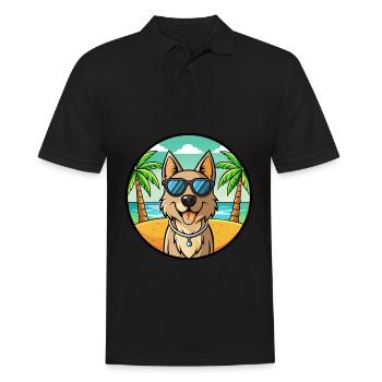 Schäferhund Rasse Cartoon Sonnenbrille Strand - Männer Poloshirt - Schwarz - Vorne - Kai (181cm)