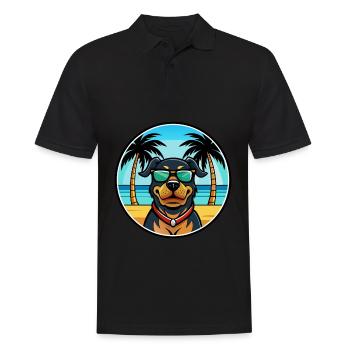 Rottweiler Chien Race Dessin Animé Lunettes De Soleil Plage - Polo Homme - noir - Devant - Kai (181cm)