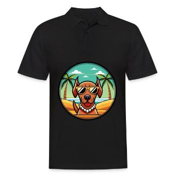 Sabueso Español Hunderasse Cartoon Sonnenbrille Strand - Männer Poloshirt - Schwarz - Vorne - Kai (181cm)