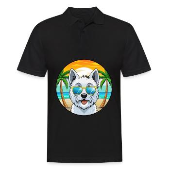 West Highland Terrier Hunderasse Cartoon Sonnenbrille - Männer Poloshirt - Schwarz - Vorne - Kai (181cm)