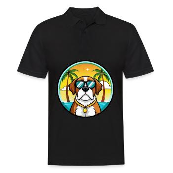 Bernhardiner Hunderasse Cartoon Sonnenbrille Strand - Männer Poloshirt - Schwarz - Vorne - Kai (181cm)