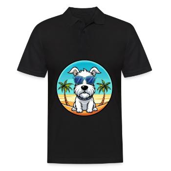 Sealyham Terrier Dog Breed Cartoon Sunglass Beach - Men's Polo Shirt - black - Front - Kai (181cm)