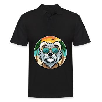 Tibetan Terrier Dog Breed Cartoon Sunglasses Beach - Men's Polo Shirt - black - Front - Kai (181cm)