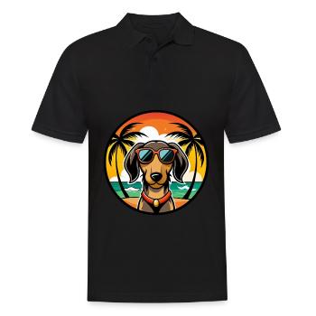 Westfälischer Dachsbracke Hunderasse Cartoon Beach - Männer Poloshirt - Schwarz - Vorne - Kai (181cm)