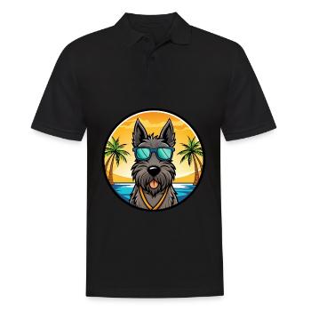 Scottish Terrier Dog Breed Cartoon Sunglass Beach - Men's Polo Shirt - black - Front - Kai (181cm)