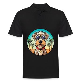 Weich beschichtete Wheaten Terrier Hunderasse Karikatur - Männer Poloshirt - Schwarz - Vorne - Kai (181cm)