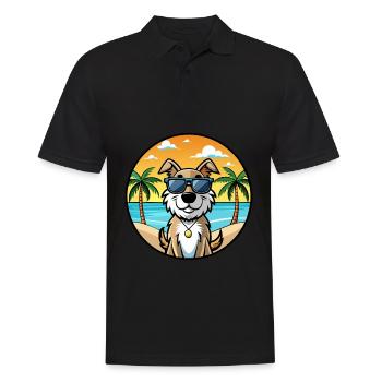 Slovensky Cuvac Chien Race Dessin Animé Lunettes de Soleil Plage - Polo Homme - noir - Devant - Kai (181cm)