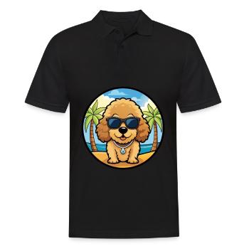 Caniche Jouet Chien Race Dessin Animé Lunettes De Soleil Plage - Polo Homme - noir - Devant - Kai (181cm)