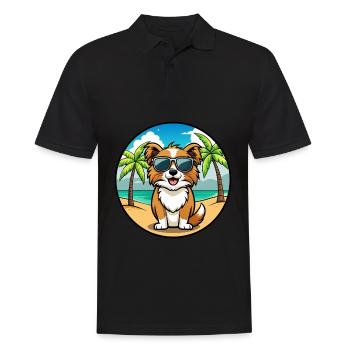Épagneul tibétain race chien dessin animé lunettes de soleil plage - Polo Homme - noir - Devant - Kai (181cm)